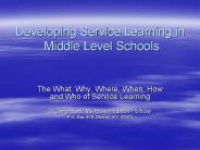 Developing Service Learning in Middle Level Schools