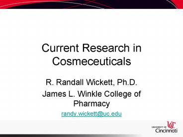 Current Research in Cosmeceuticals