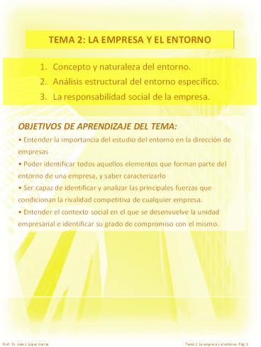 TEMA 2 LA EMPRESA Y EL ENTORNO