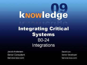 Integrating Critical Systems B0-24 Integrations