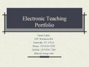 Electronic Teaching Portfolio