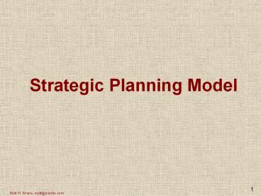 Strategic Planning Model