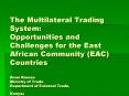 The Multilateral Trading System: Opportunities and Challenges for the East African Community (EAC) Countries Anne Kamau Ministry of Trade Department of External Trade, Kenya. PowerPoint PPT Presentation