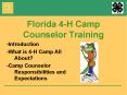 Florida 4-H Camp Counselor Training PowerPoint PPT Presentation