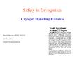 Safety in Cryogenics PowerPoint PPT Presentation
