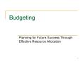 Budgeting PowerPoint PPT Presentation