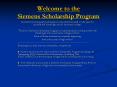 Welcome to the Siemens Scholarship Program PowerPoint PPT Presentation