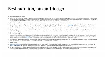 Best nutrition, fun and design