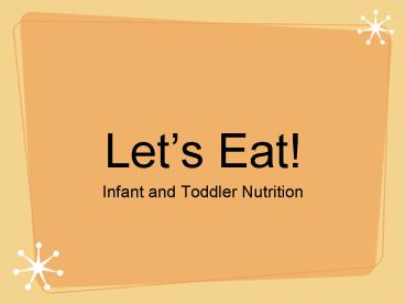 Infant and Toddler Nutrition