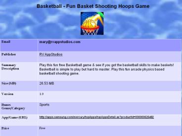 Basketball - Fun Basket Shooting Hoops Game