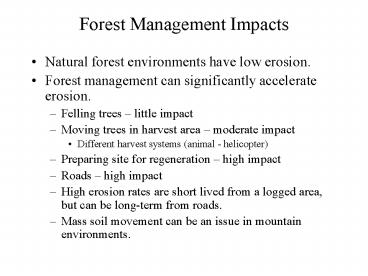Forest Management Impacts