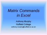 Matrix Commands in Excel