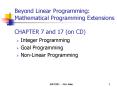Beyond Linear Programming: Mathematical Programming Extensions CHAPTER 7 and 17 (on CD) PowerPoint PPT Presentation