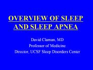 OVERVIEW OF SLEEP AND SLEEP APNEA