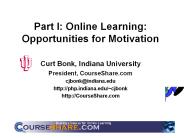 Part I: Online Learning: Opportunities for Motivation