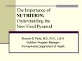 The Importance of NUTRITION: Understanding the New Food Pyramid PowerPoint PPT Presentation