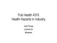 Pub Health 4310 Health Hazards in Industry PowerPoint PPT Presentation