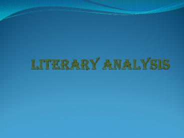 Literary Analysis