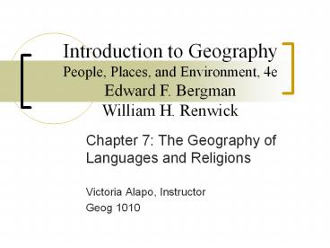 Chapter 7: The Geography of Languages and Religions