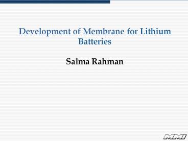 Development of Membrane for Lithium Batteries
