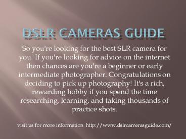 Dslr cameras guide