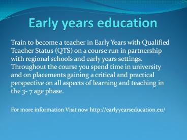 early years education