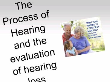 The Process of Hearing and the evaluation of hearing loss