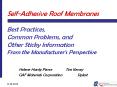 Self-Adhesive Roof Membranes  Best Practices, Common Problems, and Other Sticky Information From the Manufacturer PowerPoint PPT Presentation