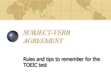 SUBJECT-VERB AGREEMENT