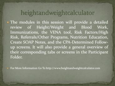 Height and weight calculator