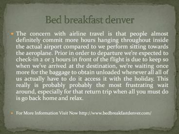 Bed breakfast denver