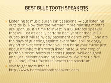 Best Blue Tooth Speakers