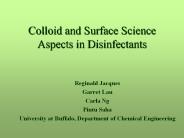 Colloid and Surface Science Aspects in Disinfectants