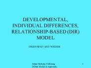 DEVELOPMENTAL, INDIVIDUAL DIFFERENCES, RELATIONSHIP-BASED (DIR) MODEL