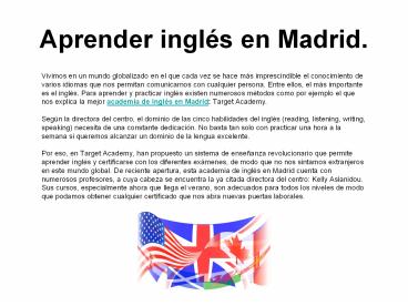 Academia de Inglés en Madrid