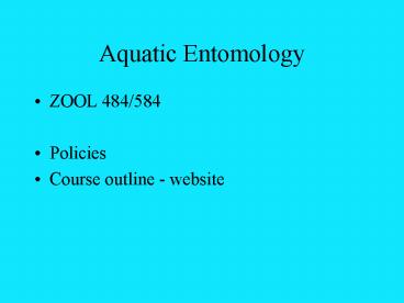 Aquatic Entomology