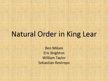 Natural Order in King Lear