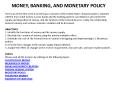MONEY, BANKING, AND MONETARY POLICY