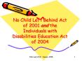 No Child Left Behind Act of 2001 and the Individuals with Disabilities Education Act of 2004 PowerPoint PPT Presentation