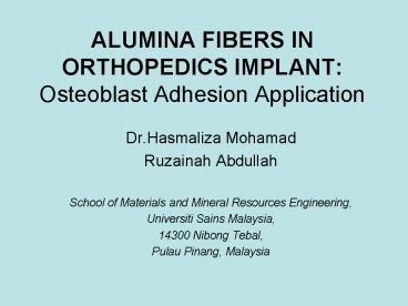ALUMINA FIBERS IN ORTHOPEDICS IMPLANT: Osteoblast Adhesion Application