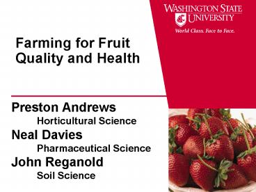 Farming for Fruit Quality and Health