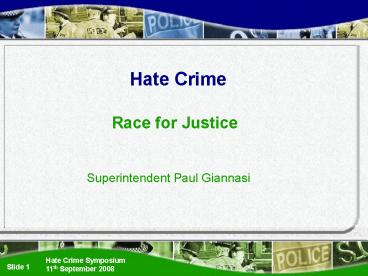 Hate Crime Symposium