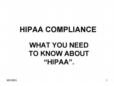 HIPAA COMPLIANCE