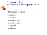 Perioperative Care Preoperative and Postoperative Care