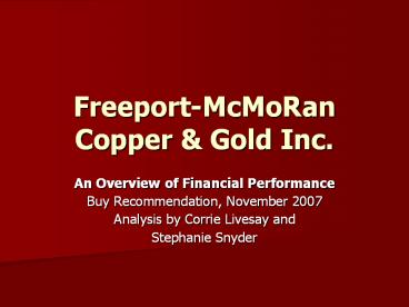 Freeport-McMoRan Copper
