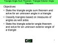 Triangle Angle Sum Theorem, Triangle Exterior Angle Theorem PowerPoint PPT Presentation