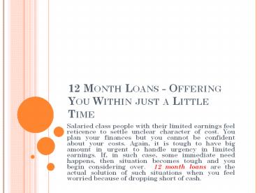 12 Month Loans