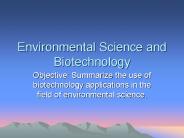 Environmental Science and Biotechnology