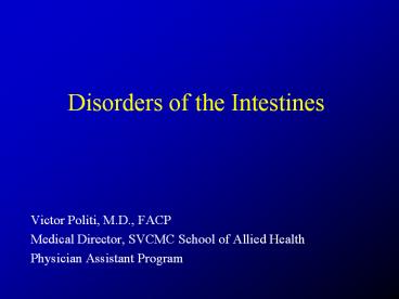 Disorders of the Intestines
