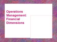 Operations Management: Financial Dimensions